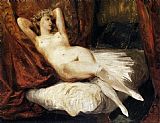 Female Nude Reclining on a Divan by Eugene Delacroix